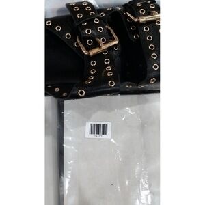 MIA Womens Gold Studded Black Sandals Size: 9.5